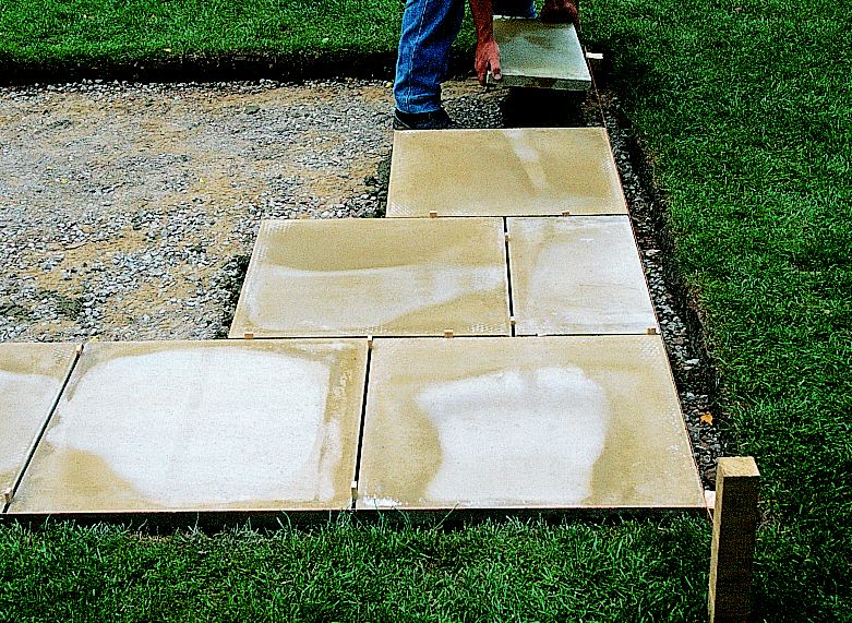 laying paving slabs